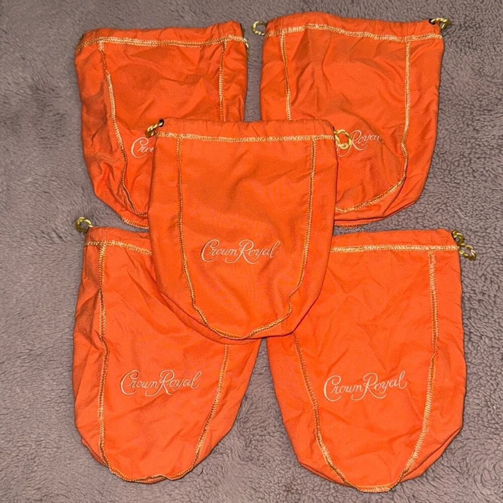 Lot of 5 Peach Crown Royal Drawstring Bags